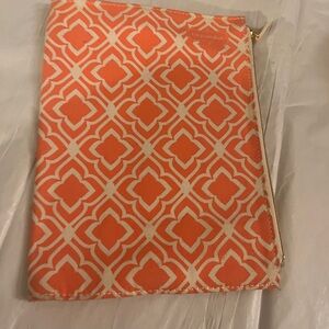 Orange Geometric Design Pencil Case/ journal or planner cover with zipper